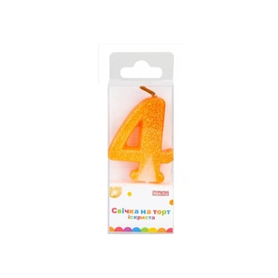 Свічка Maxi "4" із блискітками, що іскриться, 4,5 см, на торт (MX622081-4) зображення 1