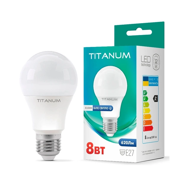 Лампочка TITANUM A60 8W E27 4100K (TLA6008274) - изображение 1