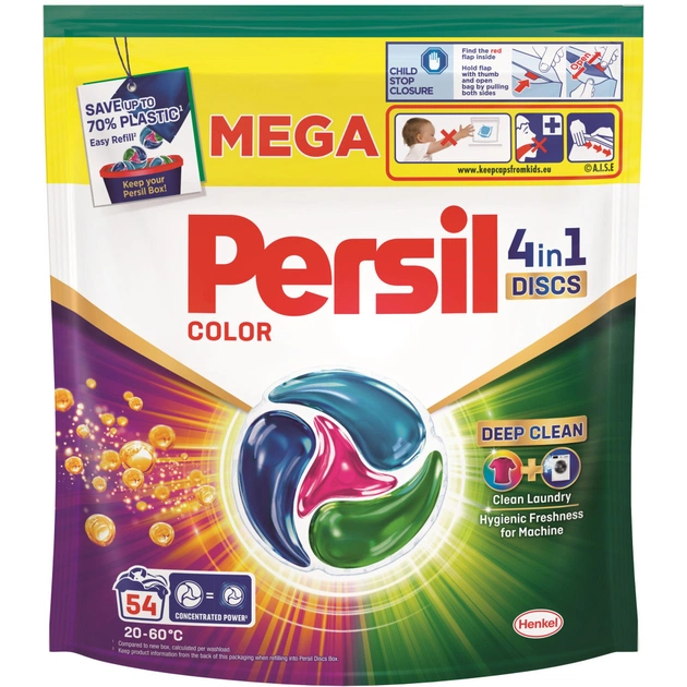 Капсули для прання Persil 4in1 Discs Color Deep Clean 54 шт. (9000101801293) - зображення 1