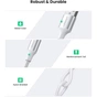 Дата кабель USB 2.0 AM to USB-C 0.25m 3A braided US288 white Ugreen (60129) - зменшене зображення 3
