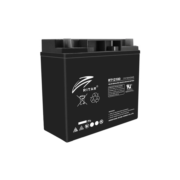 Батарея до ДБЖ Ritar AGM RT12180B, 12V-18Ah, Black (RT12180B) - зображення 1