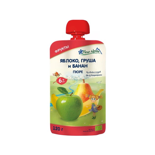 Дитяче пюре Fleur Alpine Яблуко Груша Банан 120 г (5024688001086) - изображение 1