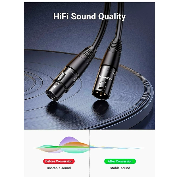 Кабель мультимедійний XLR M to XLR F 5.0m AV130 black Ugreen (20712) - picture 3