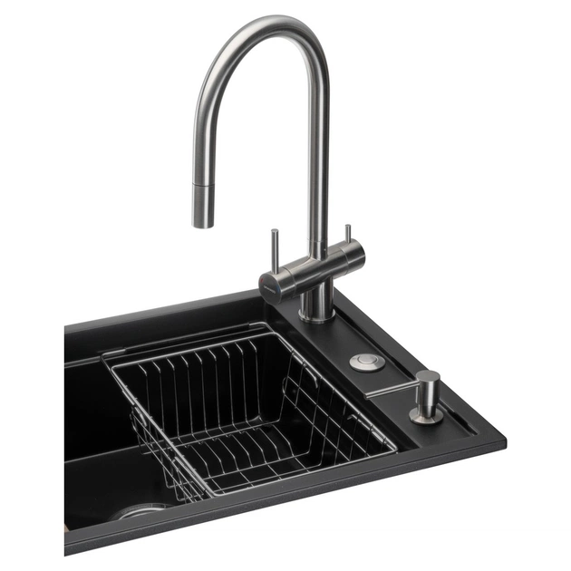 Мойка кухонная GRANADO Royal Estella black (+ подрібнювач Algar 1000 + змішувач Ferrol inox + дозвтор Redondo inox + ко (ksg0301) - изображение 3