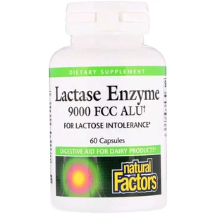Вітамінно-мінеральний комплекс Natural Factors Ензим Лактази, Lactase Enzyme, 9000 FCC ALU, 60 Капсул (NFS-01740) зображення 1