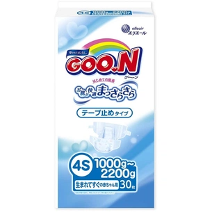 Підгузки GOO.N для новонароджених 1,0 - 2,2 кг SSSS, унісекс, 30 шт (753862) зображення 1