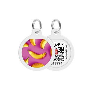 Адресник для тварин WAUDOG Smart ID з QR паспортом "Банани на рожевому", коло 25 мм (225-4055) изображение 1