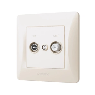 ТВ розетка Videx BINERA TV + SAT кінцева кремова (VF-BNSK2TVSATE-CR) зображення 1
