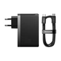 Зарядний пристрій Baseus 2xUSB-C 140W + 1xUSB GaN + cable USB-C to USB-C black (CCGP100201) - зменшене зображення 4