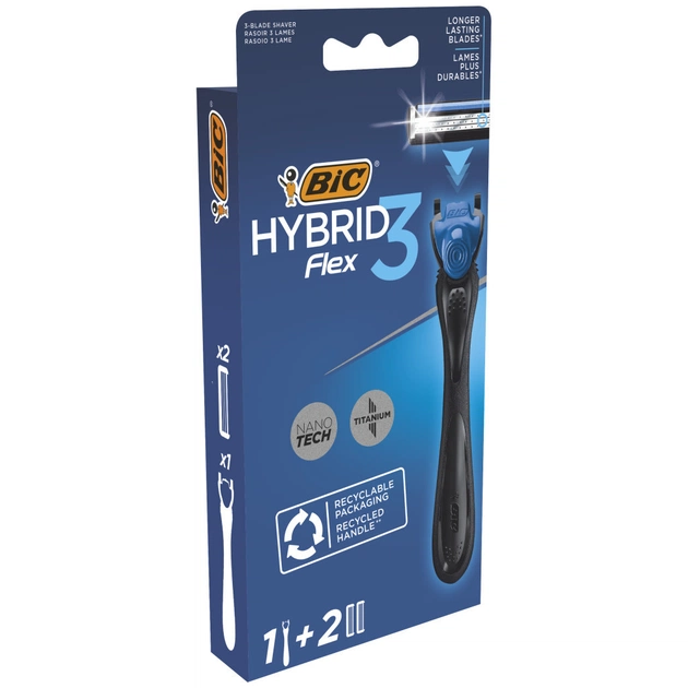 Бритва Bic Flex 3 Hybrid з 2 змінними картриджами (3086123519114) - picture 1