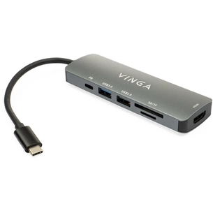 Концентратор Vinga USB Type-C 3.1 to HDMI+USB3.0+USB 2.0+SD/microSD+PD 6in1 (VHC6) зображення 1