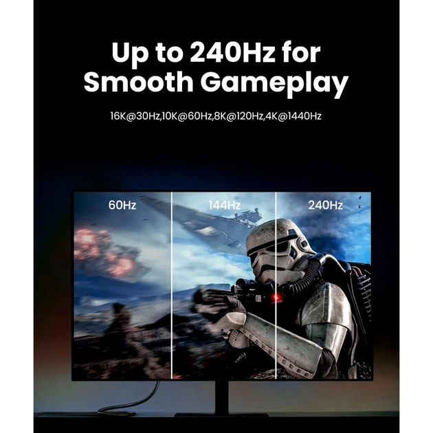 Кабель мультимедийный DisplayPort M to DisplayPort M 2.0m 16K DP118 black Ugreen (15384) - изображение 10