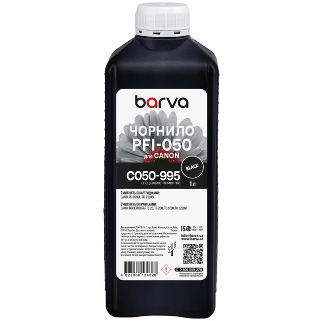 Чернила Barva Canon PFI-050 Special, 1 л, Black pigmented (C050-995) - изображение 1