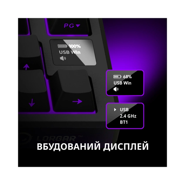 Клавіатура Lorgar KBP7075W Pro RGB Wireless/Bluetooth/USB UA Black/yellow (LRG-KBP7075W-YL-US) - picture 7