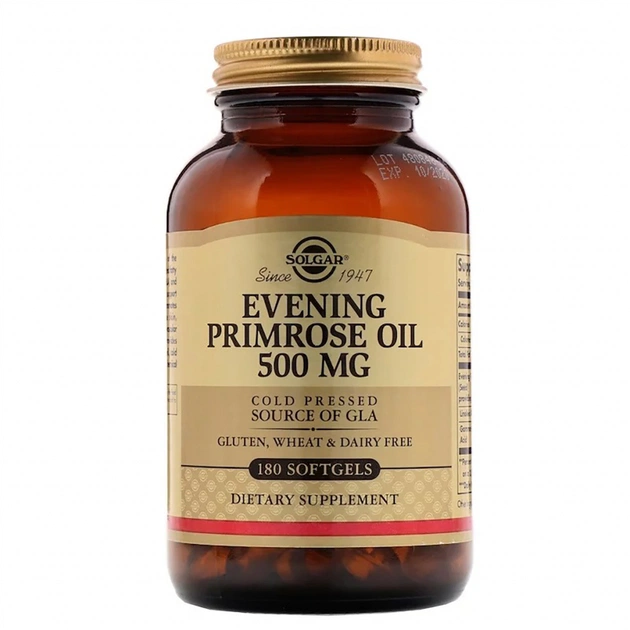 Трави Solgar Масло Примули Вечірньої 500 мг, Evening Primrose Oil, 180 же (SOL-01043) - зображення 1