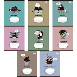 Зошит ZiBi набір учнівських CRAZY CAT 48 аркушів клітинка 10 штук, 8 предметів (ZB.1703-99) зображення 1