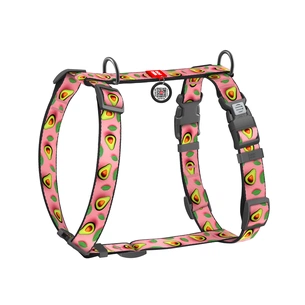 Шлея для собак WAUDOG H-подібна анатомічна Nylon з QR адресником "Авокадо на рожевому" пластиковий фастекс М (344-4051) зображення 1