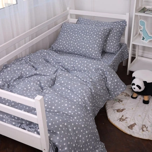 Постільна білизна MirSon 012 Grey Stars Фланель 2 x 160 x 220 Сімейний Євро (2200009653155) зображення 1