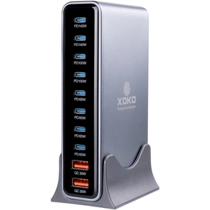 Зарядний пристрій XoKo 8xUSB-C PD 65 - 140W + 2xUSB QC30W GaN3 800W (XK-QC-800) зображення 1