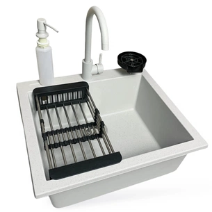 Мийка кухонна Adamant Univer Old stone + змішувач + дозатор + ополіскувач склянок + колан (4824296106610) изображение 1