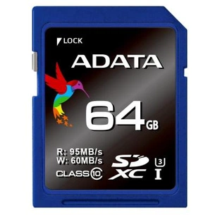 Карта пам'яті ADATA 64GB SDXC class 10 UHS-I U3 (ASDX64GUI3CL10-R) зображення 1