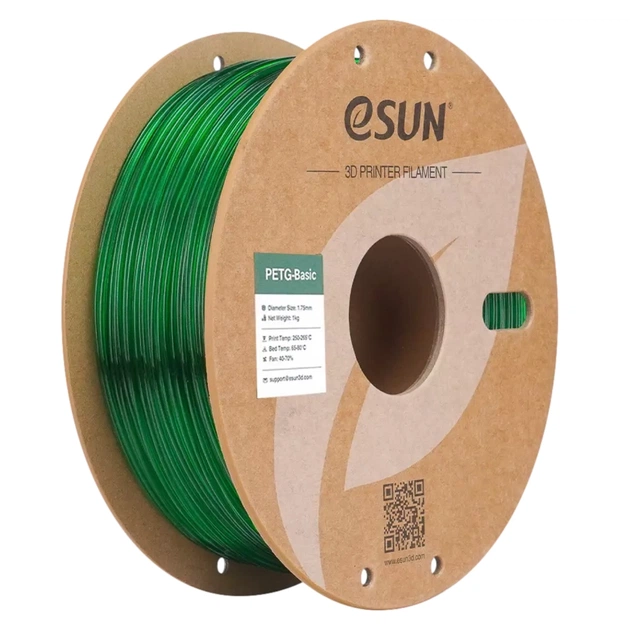 Пластик для 3D-принтера eSUN PETG BASIC Translucent 1,75mm 1kg GREEN (PETG-BASIC175T-G1P1) - зображення 1