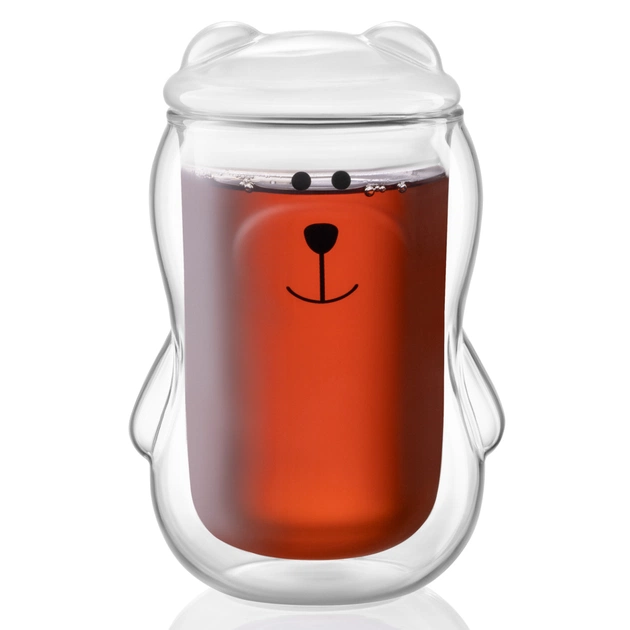 Набір склянок Ardesto Animals з кришкою 300 мл 2 шт прозорий (AR2630BBR) - picture 3