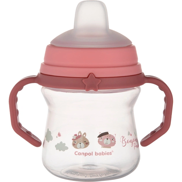 Поильник-непроливайка Canpol babies Bonjour Paris с силиконовым носиком FirstCup 150 мл Розовая (56/612_pin) - изображение 1