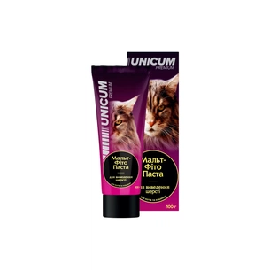 Паста для тварин Unicum для виведення шерсті у котів та кошенят 100 г (4820150208820) зображення 1