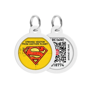 Адресник для тварин WAUDOG Smart ID з QR паспортом "Супермен вінтаж" коло 30 мм (230-1011) зображення 1