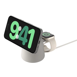 Зарядний пристрій Belkin 2in1 MagSafe iPhone/Watch/AirPods Sand Mass (WIZ020VFH37) изображение 1