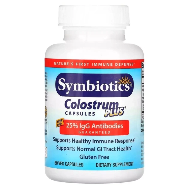 Вітамінно-мінеральний комплекс Symbiotics Молозиво, Colostrum Plus, 60 вегетарианских капсул (SYM04011) - изображение 1