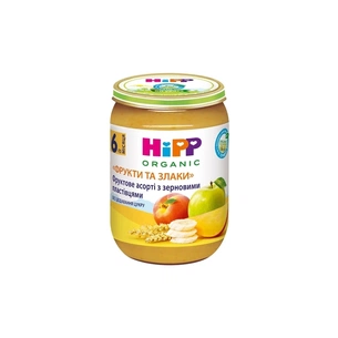 Дитяче пюре HiPP Фруктове асорті з зерновими пластівцями Фрукти і злаки, 190 г (9062300137818) зображення 1