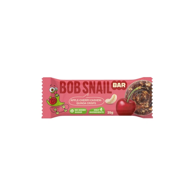Батончик дитячий Bob Snail Яблуко, вишня, кеш’ю та кріспи кіноа 35 г (1740729) - зображення 1