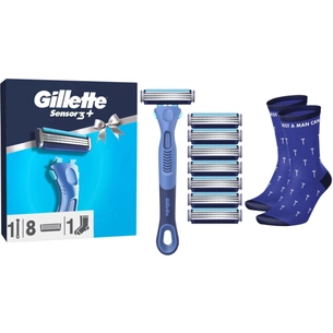 Набір косметики Gillette Станок для гоління чоловічий Sensor3 + Comfort з 8 змінними картриджами + Шкарпетки (8006530050715) picture 1