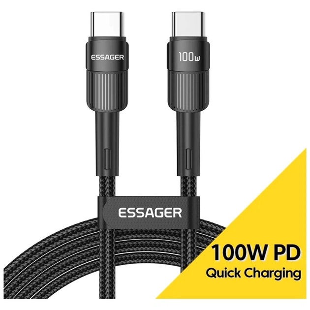 Дата кабель USB-C to USB-C 3.0m 100W black Essager (EXCTT1-XCC01) - зображення 1