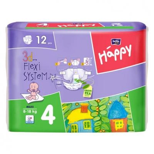 Підгузки Bella Baby Happy Maxi 8-18 кг 12 шт (5900516600372) - зображення 1