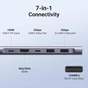 Концентратор Ugreen USB-C 7-in-1 2xUSB 3.0 + USB-C PD100W + HDMI 4K30Hz + SD/TF black (15214) - зменшене зображення 3