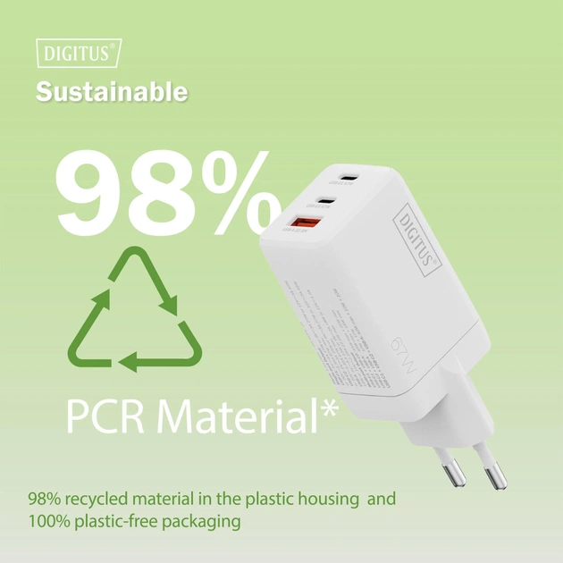 Зарядний пристрій Digitus 2xUSB-C + 1xUSB 67W GaN (DA-10303) - picture 7