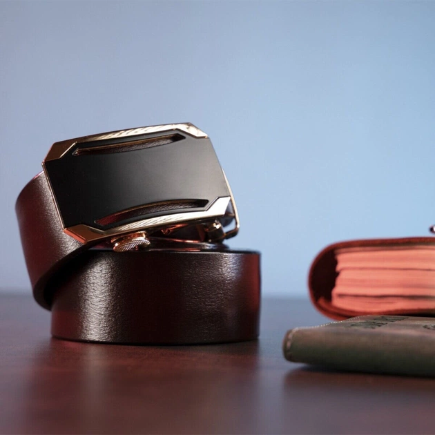 Ремінь Vintage З автоматичною пряжкою Коричневий (20209) - зображення 7