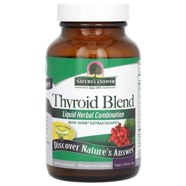 Вітамінно-мінеральний комплекс Nature's Answer Суміш для щитовидної залози, Thyroid Blend, 90 вегетаріанських (NTA-26592) - изображение 1