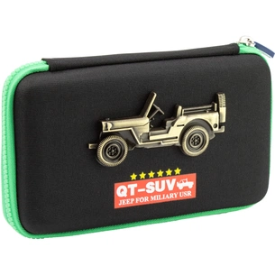 Пенал Cool For School з металевою аплікацією 1 відділення Чорний (QT-5795-Black) зображення 1