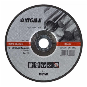 Круг зачистний Sigma по металу 180x6.0x22.2мм, 8500 об/хв (1931511) зображення 1