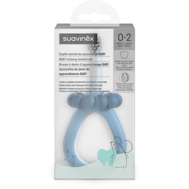 Дитяча зубна щітка Suavinex STAGE 1 з масажером від 0 до 2 років, синя (403012) - picture 3