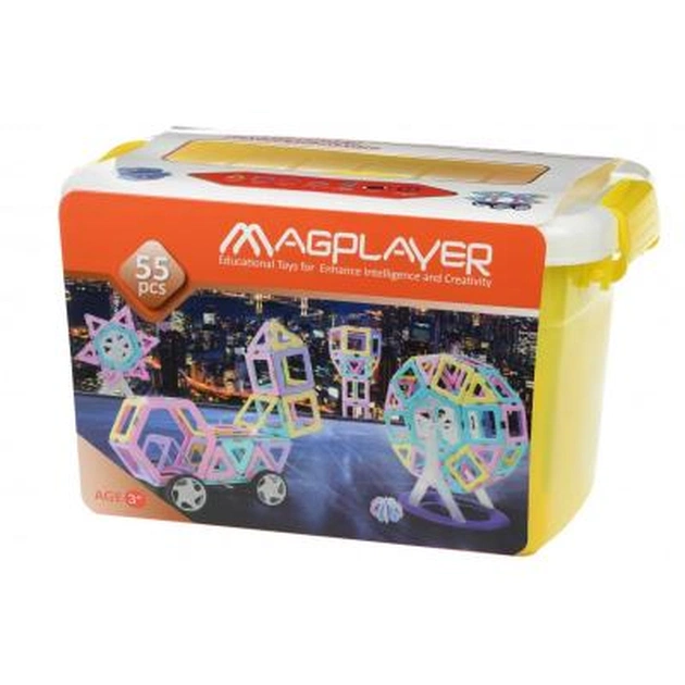 Конструктор Magplayer магнітний набір бокс 55 ел. (MPT2-55) - зображення 1