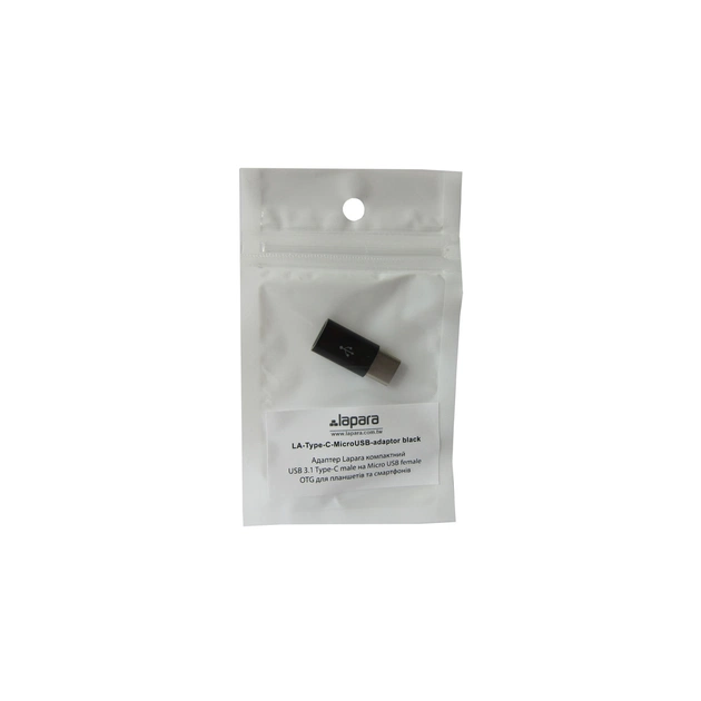 Перехідник Type-C to Micro USB Lapara (LA-Type-C-MicroUSB-adaptor black) - picture 4