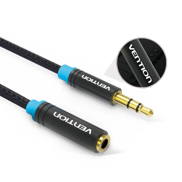 Кабель Vention 3.5 мм - 3.5 мм (M/F), 5 м, Black (VAB-B06-B500-M) - изображение 1