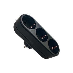 Сетевой разветвитель EUROELECTRIC X3 16А Black с заземлением (EE-3-16A(black)) изображение 1