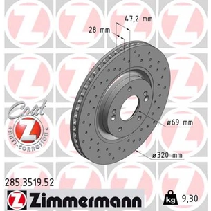 Гальмівний диск ZIMMERMANN 285.3519.52 зображення 1
