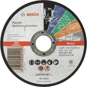 Круг відрізний Bosch Multi Construction прямий 125х1.6мм (2.608.602.383) зображення 1